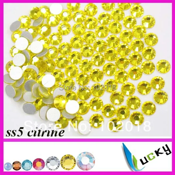 

2014 hot sale! ! Free Shipping ss5# 1440pcs/bag Citrine Color Flatback non hotfix rhinestone Nail art crystal beads For DIY