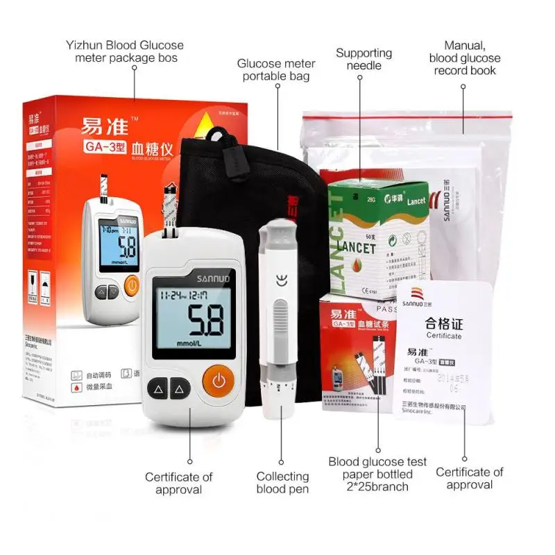 

blood glucose meter Diabetic with 50pcs Test Strips 50pcs Lancets Needles Intelligent Sugar Detection Glucometer Blood set R4