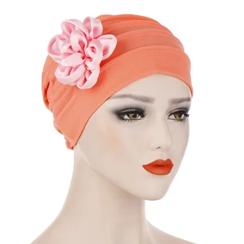 

New Woman Flower Turban Elastic Cloth Head Cap Hat Muslim Women's Hijabs Ladies Hair Accessories Scarf Cap