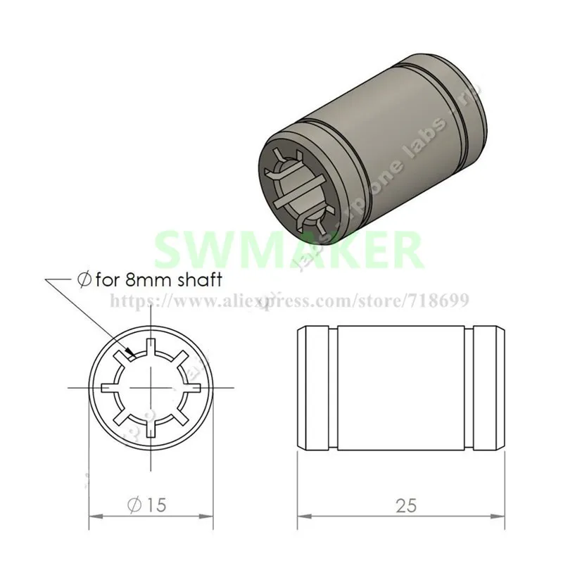 3/7/10 шт. твердого полимера LM8UU подшипник 8 мм вал Drylin RJ4JP-01-08 для Anet Reprap Prusa i3 3D-принтеры