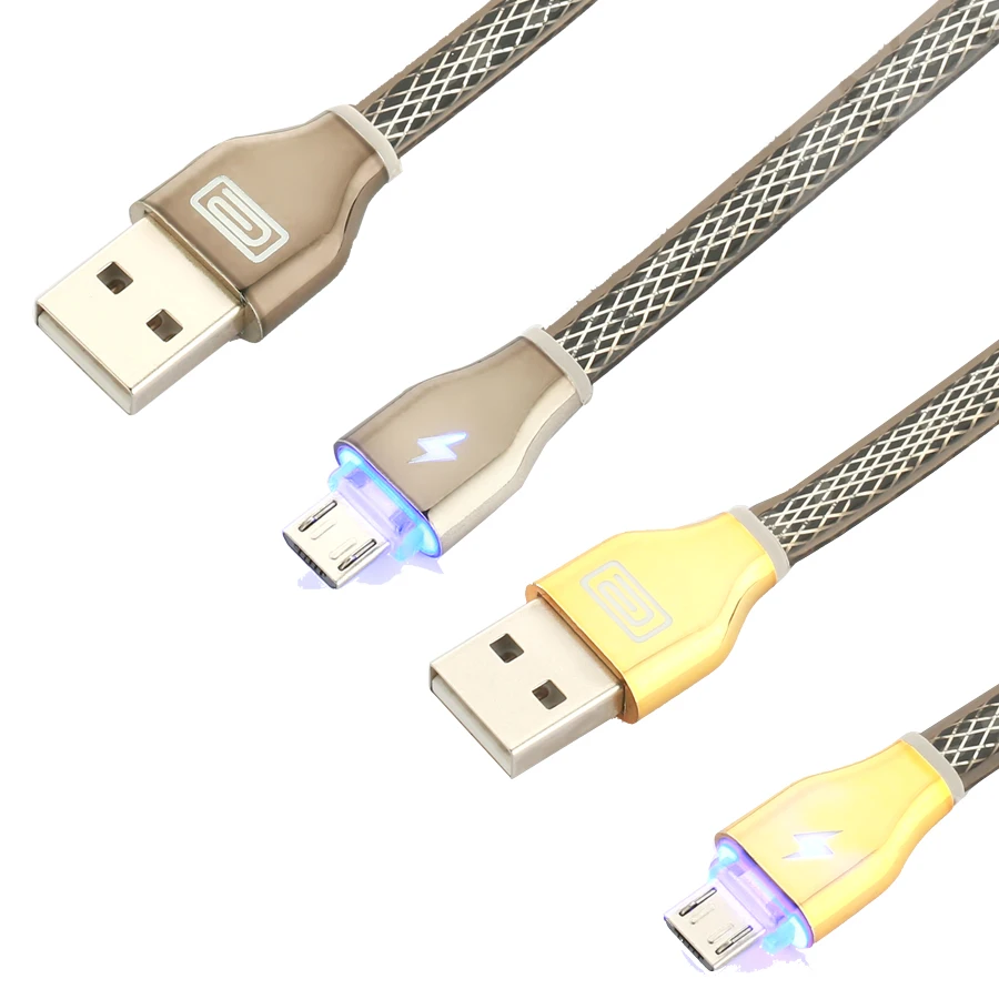 Micro USB кабель с алюминиевым корпусом LED micro usb для Samsung s7 зарядный синхронизации и