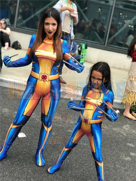 X-23, Laura Kinney X-men, костюмы для косплея, 3D принт, Xmen, лайкра, спандекс, Женский/Для девочек, Детский супергерой, Zentai, комбинезон, на заказ