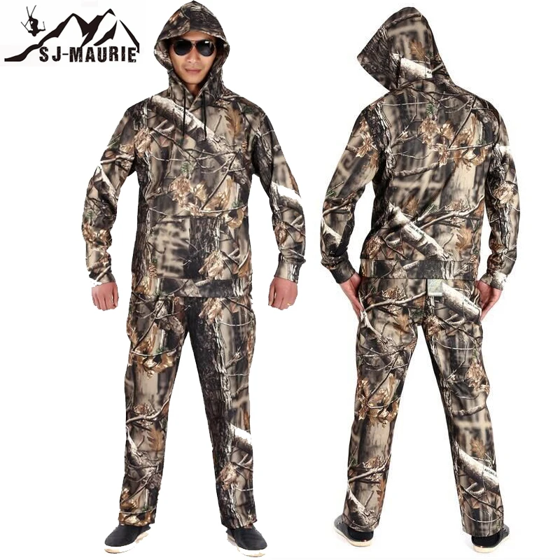

Hunting Ghillie Suit Winter Bionic Camouflage Hunting Clothing Hooded Camouflage Tactical Hunting Jacket + Pants Hunting Suit