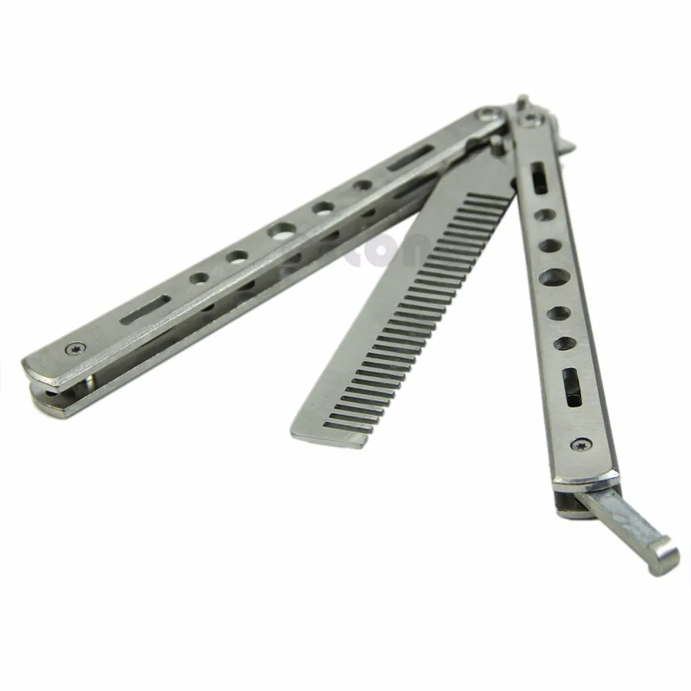 

Stainless Steel Practice Training Butterfly Balisong Style Knife Comb Cool Sport Drop Ship