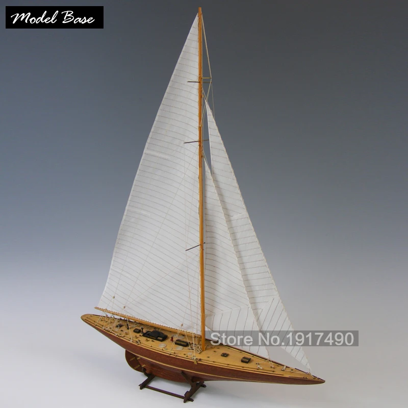 America/'s Cup Endeavor 19/" Handmade Wooden Sailboat Model