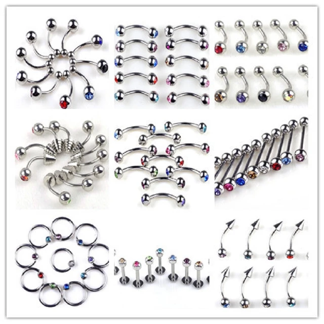 Shop Body Piercing Online 2x 12pcs Unisex 20g Stainless Steel Curved Eyebrow Ear Navel Belly