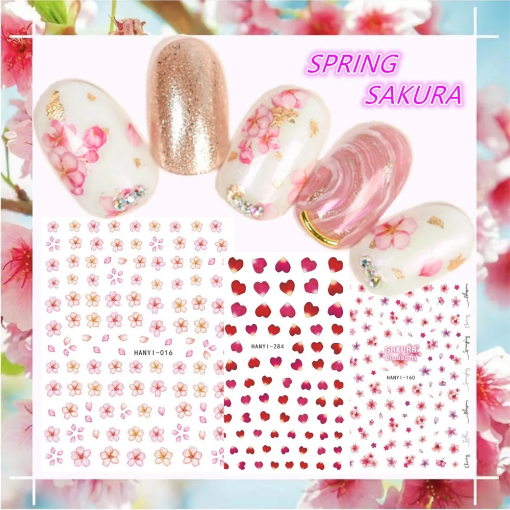 

Hanyi series sakura flower HANYI-16-153-160 3d nail art stickers decal template diy nail tool decorations