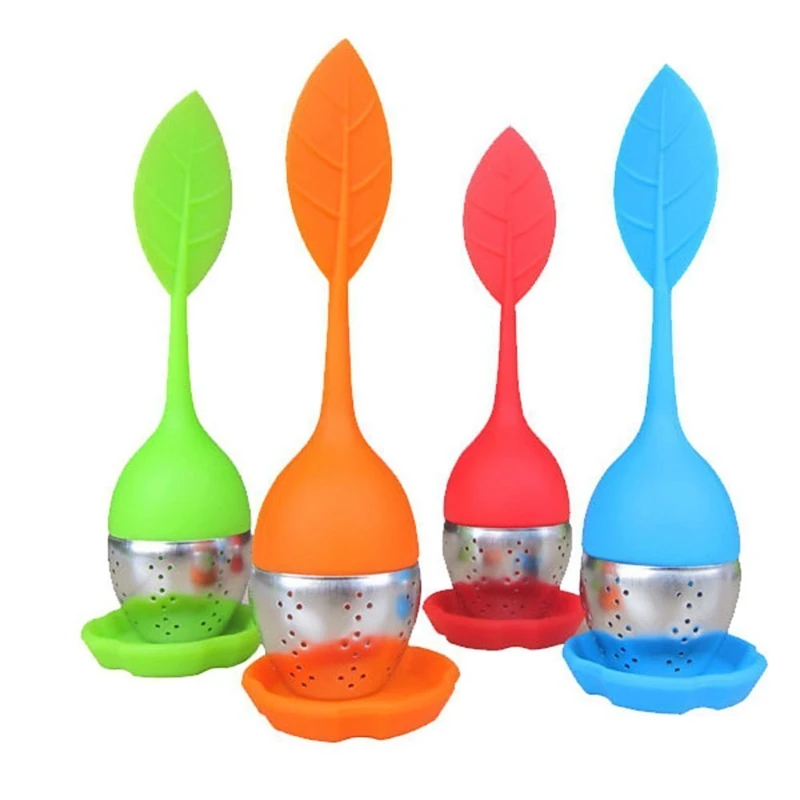 1PCS SILICONE LEAF TEA STAINER TEA INFUSER SILICONE LEAF MESH TEA INFUSER MUG STAINLESS STEEL