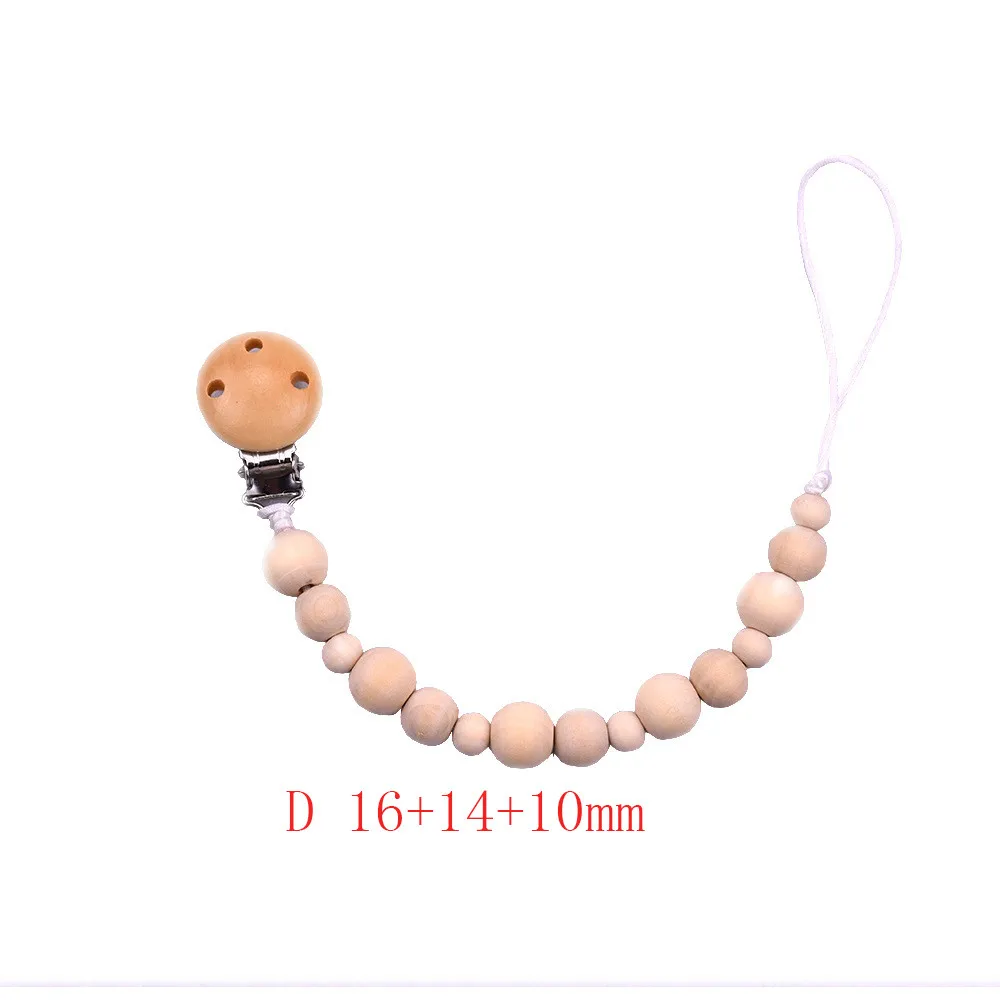 Baby Wood Beaded Pacifier Clip Dummy Chain Nipple Holder Infant Soother Teether For Infant Feeding Pacifier Chains Safe Teething