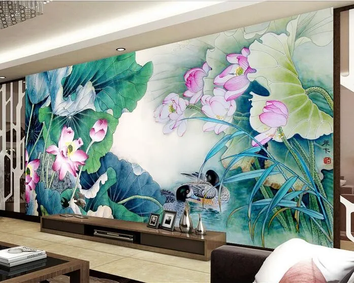 3d-wallpaper-custom-mural-non-woven-3d-room-wallpaper-sticker-Ink-painting-lotus-mandarin-duck-photo (1)