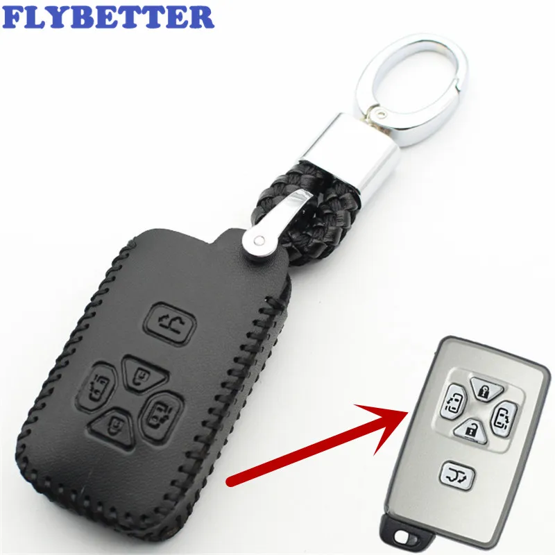 FLYBETTER брелок из натуральной кожи, 5 кнопок, умный чехол для ключей, чехол для Toyota eiz/Avalon/Previa/Alphard/Prius, автомобильный Стайлинг L236