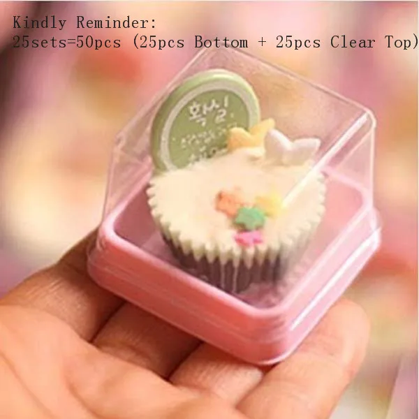 

25Sets Pink Color Individual Chocolate Box Plastic Mini Candy Boxes Cookie box Gift Packaging Wedding Party Supplies