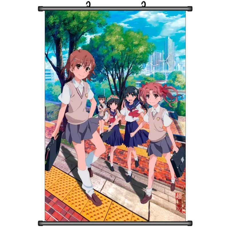 Японское аниме некий научный Railgun Uiharu kazari Shirai Kuroko Saten Ruiko Misaka Mikoto домашний Декор настенный Свиток Плакат