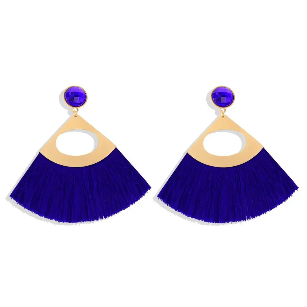 Богемные серьги, длинные висячие серьги с кисточками для женщин и девушек, модные серьги с кристаллами в виде цветка, дешевые женские ювелирные изделия - Окраска металла: EH1192