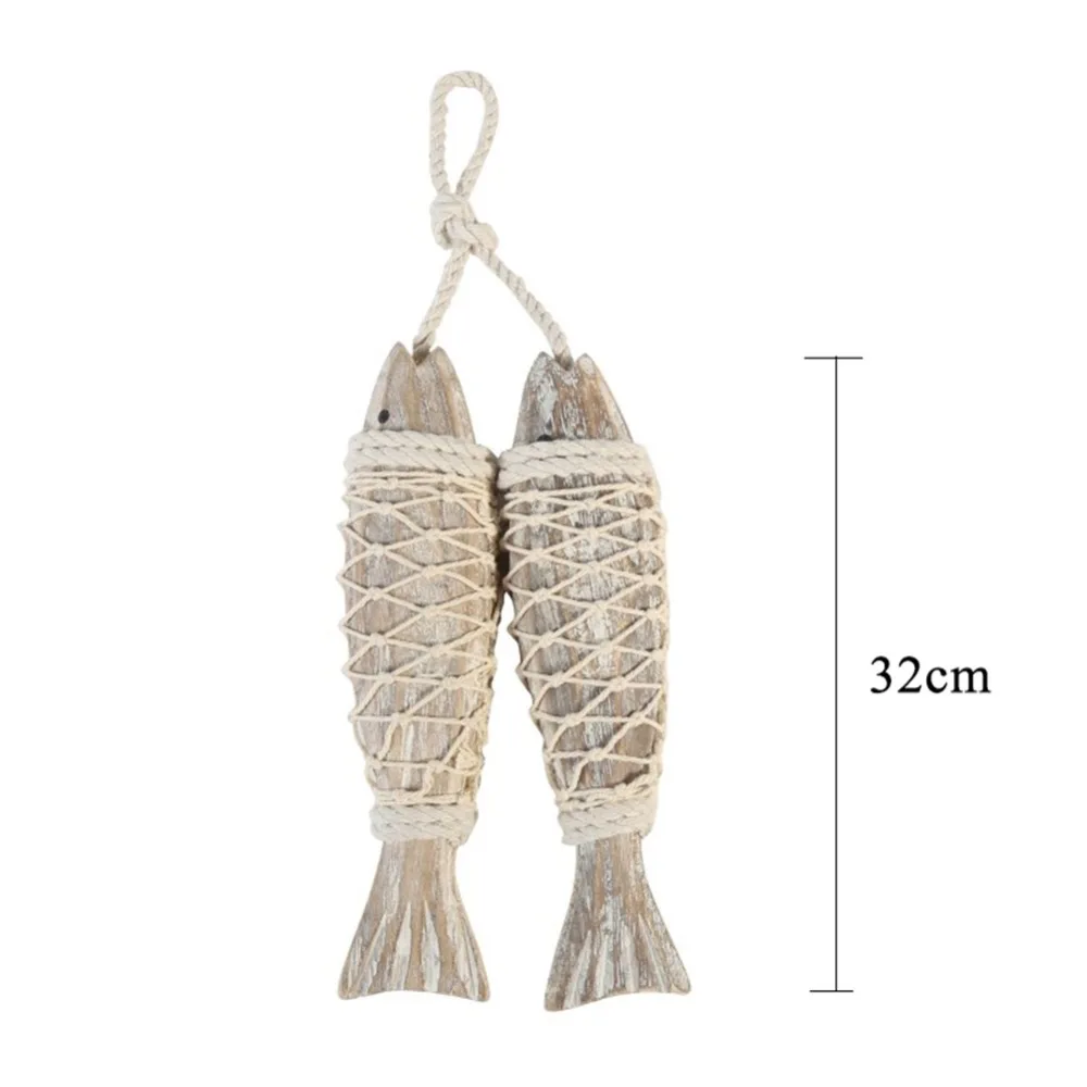 

Antique Decorative Fish Skewers Wood Carving Mediterranean Fish Household Retro Decoration