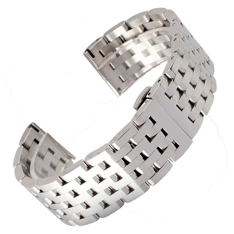 

20/22mm Silver Solid Stainless Steel Replacement Fashion Bracelet Adjustable Watch Band Wrist Strap Metal High Quality Luxury