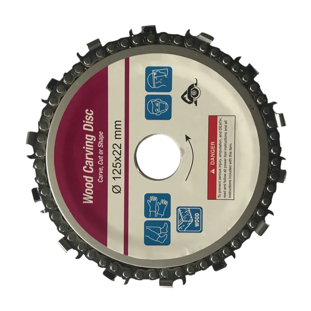 5Inch Grinder Chain Disc Sculpting Tool 14 Tooth Cut Steel Chain Wood