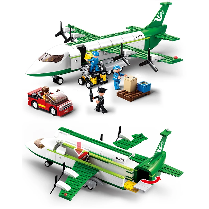 

383PCS DIY City Airplane Shipping Plane Building Blocks Bricks Model Aircraft Planes Compatible Brand Toys for Chidren