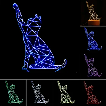 

3D LED Nightlights 7 Color Changing Lucky Cat Table Lamp Home Decoration