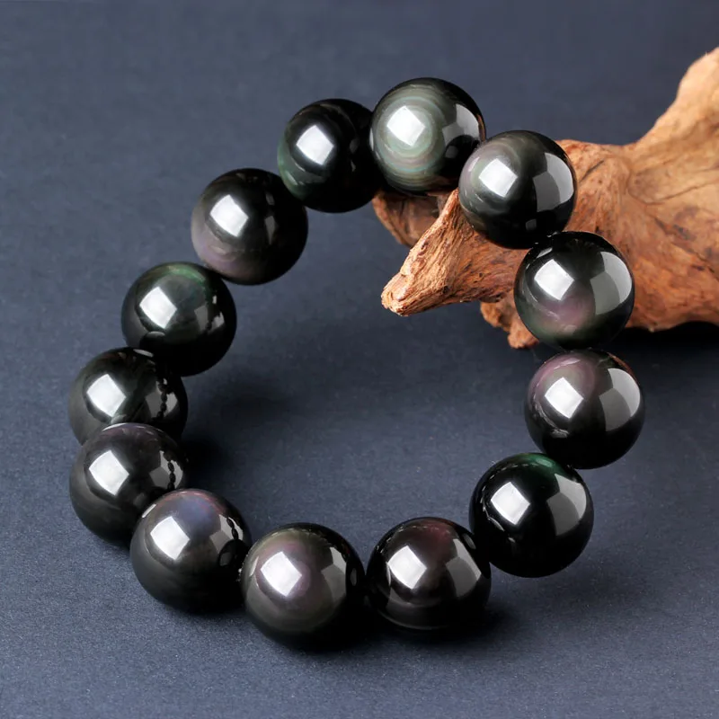 

Rainbow Eye Obsidian Bracelet Men and Women Large Particles Bracelets Crystal Jewelry