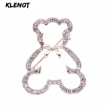 

Classical Cute Teddy Bear Rhinestones Bowknot Decoration Animal Brooches for Women Pins Crystal Polar Bear Brooch Pins Jewelry