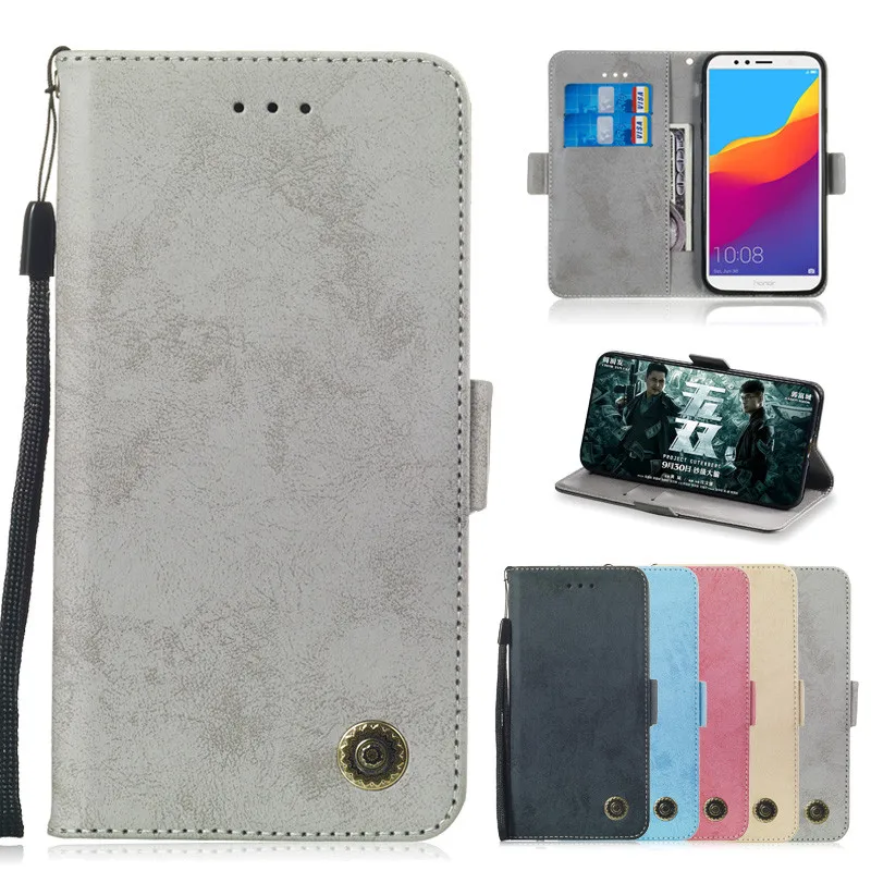 Y6(2018) Leather case For Huawei Honor 7A Pro Coque Prime Case Cover Capa Wallet Flip Cell Phone Cases | Мобильные телефоны и