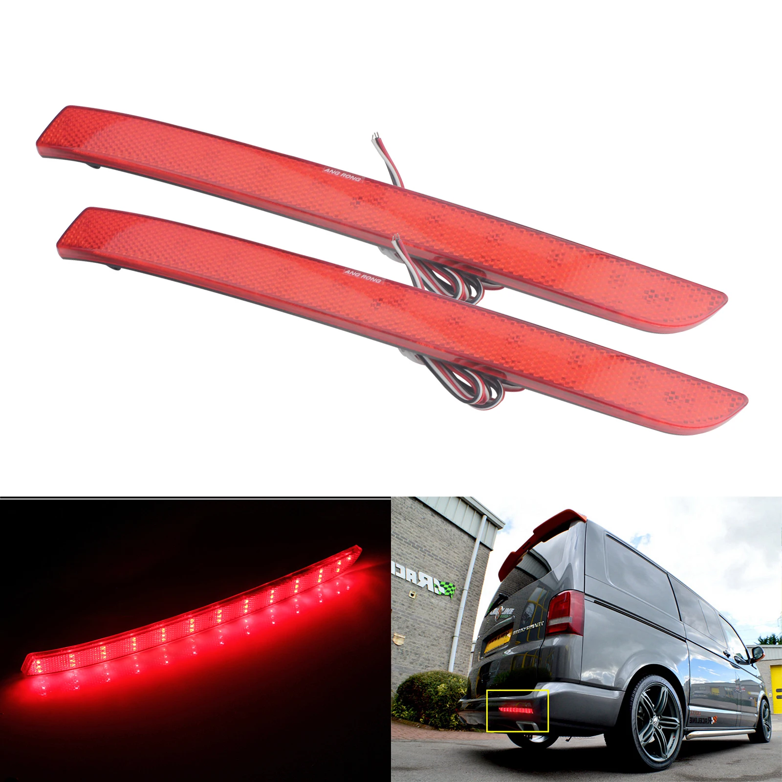 

ANGRONG LED Rear Bumper Reflector Brake Light Lamp For VW T5 Transporter Multivan Caravelle