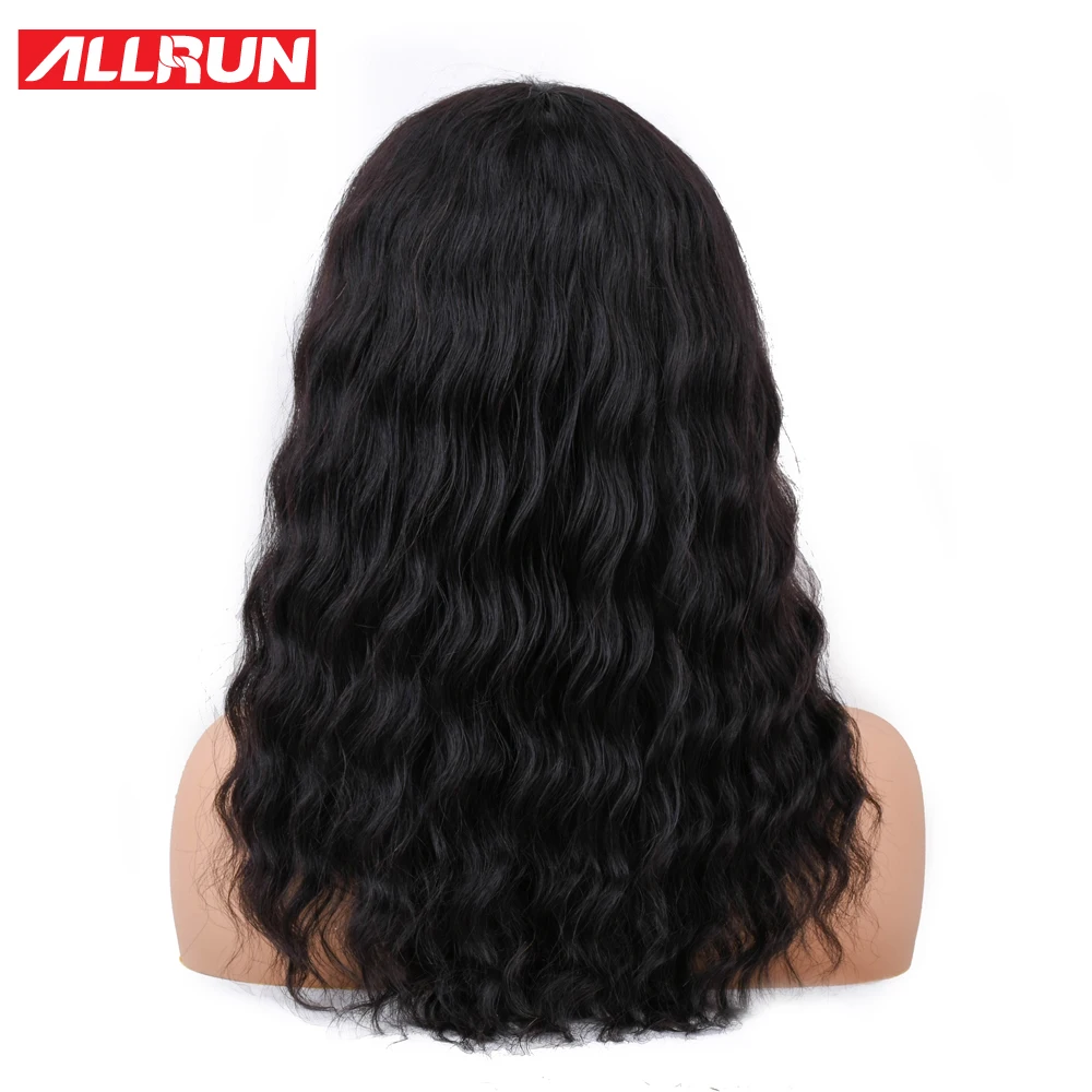 Human Hair Wigs With Bangs Malaysia Romance Ocean Wave Brazilian Human Hair Wigs Non-Remy Hair Short Machine Wig Low Ratio Alrun