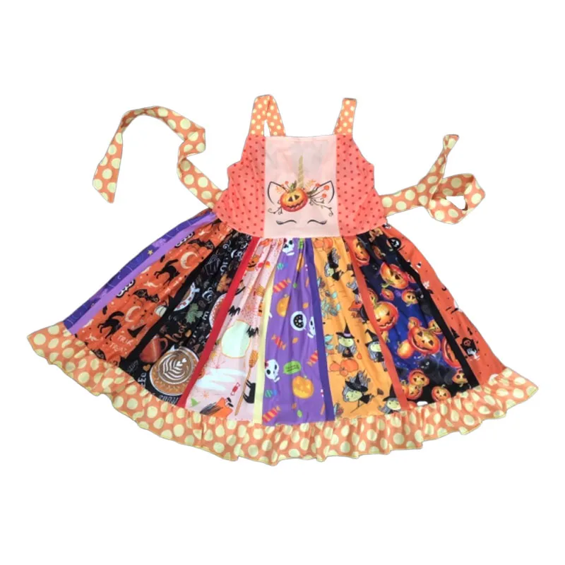 

Best Selling New Design Halloween Pumpkin Dress Boutique Children Clothing For Baby Girls