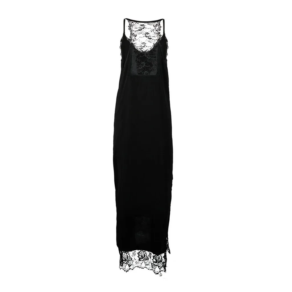 Feitong, женское сексуальное кружевное длинное платье на бретельках, женское летнее однотонное платье на бретельках для вечеринки, vestidos Verano, Robe Longue Femme