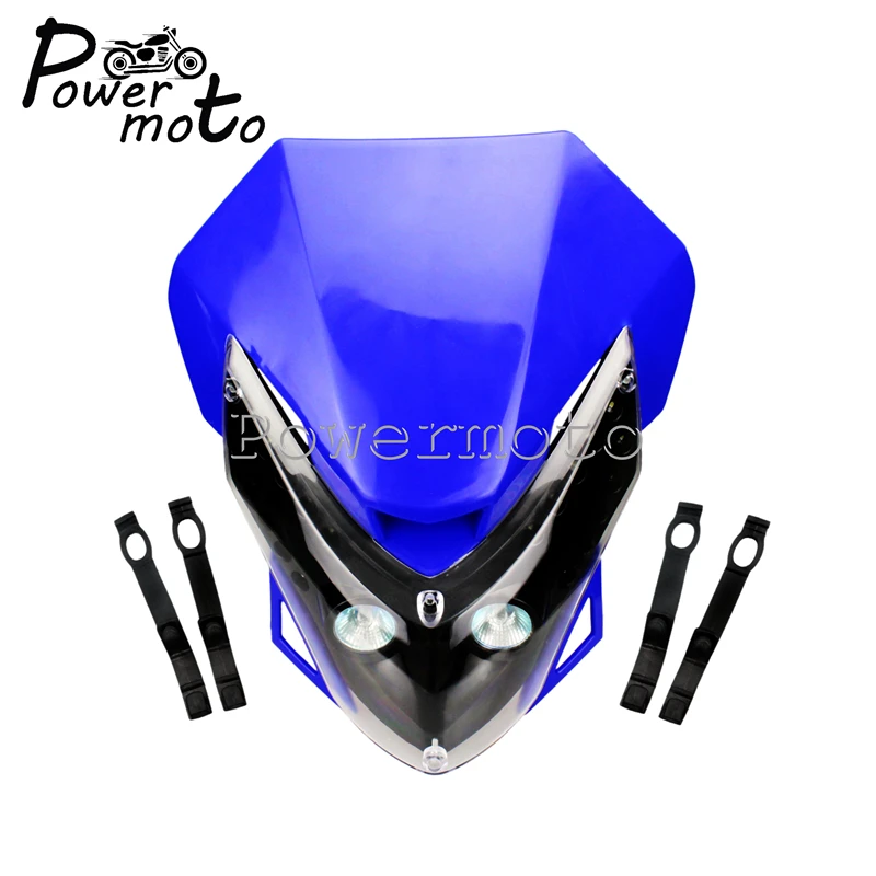 

Dual Sport Supermoto Enduro Motocross Twin Headlight Side LED Indicator Head Lamp Universal For Honda Yamaha Kawasaki Suzuki