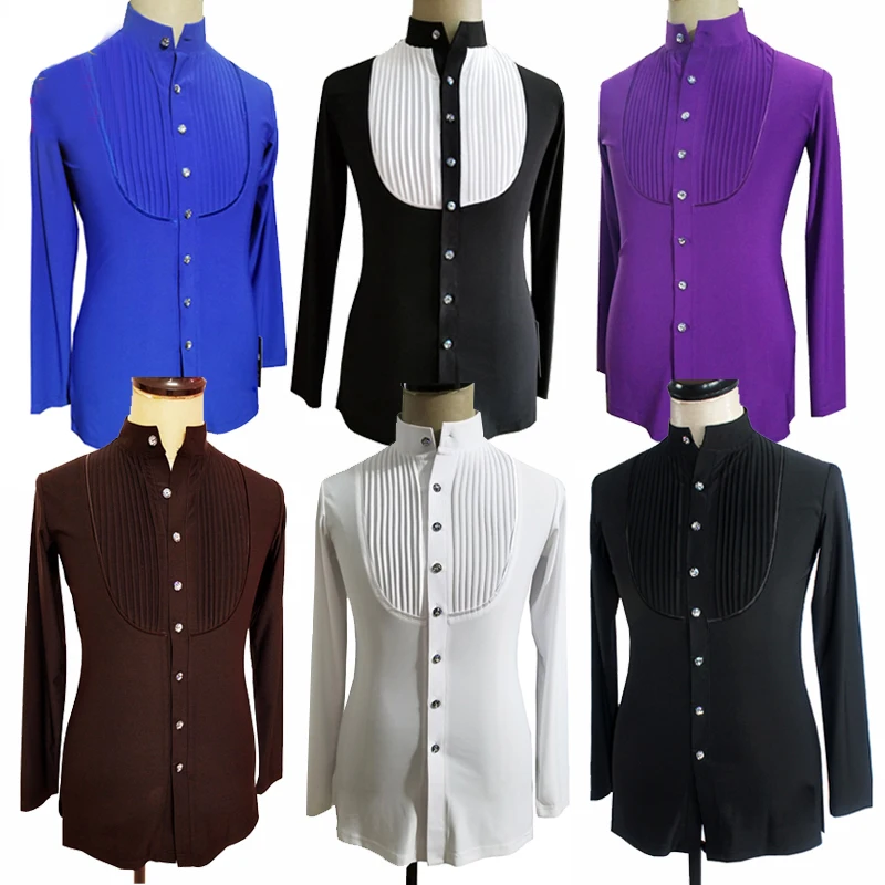

Custom Made Adult Men'S Latin Dance Tops Long Sleeves Professional Ballroom Performance Dancing Jacket Flamenco Shirt 9 Colors