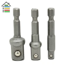 New 3pcs New Socket Adapter Set Hex Shank To 1/4 3/8 1/2 Impact Driver Drill Bits Shank Quartet Head Sleeve With Beads Arbors