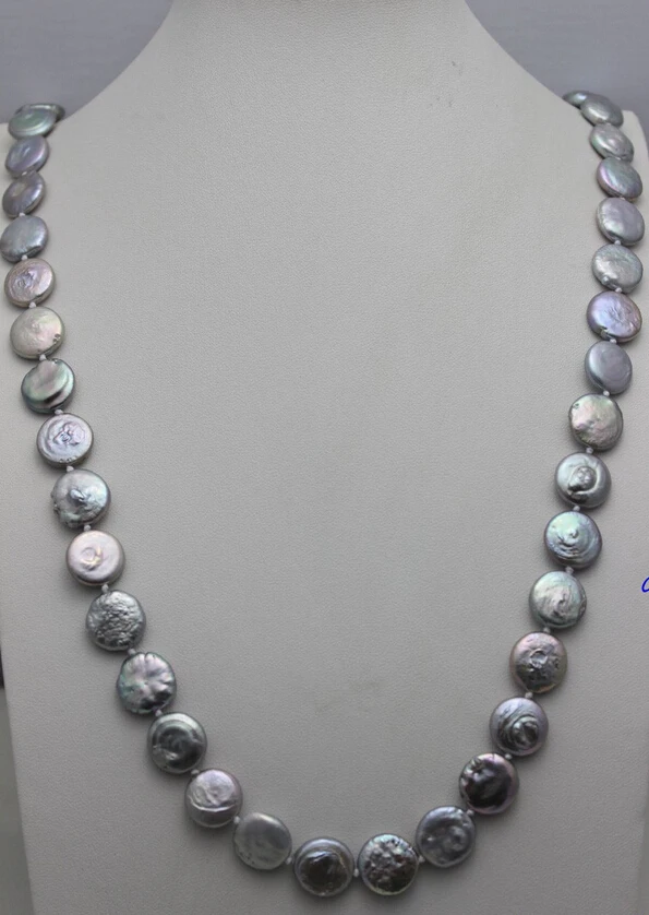 

ddh003803 "Handmade"Gray Freshwater pearl long necklace 32" No Metal Strand/String Beauty