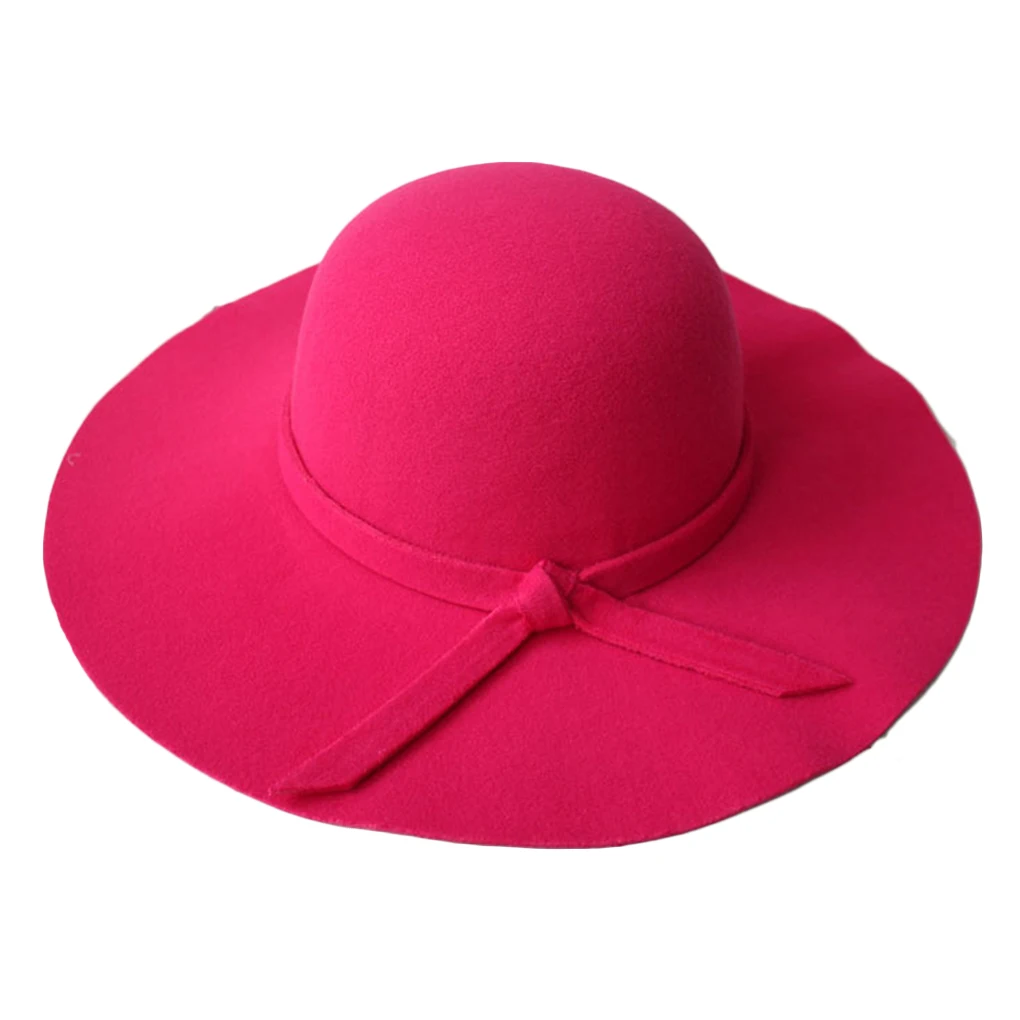 Винтажные детские шапки в стиле ретро для девочек, фетровые шляпы из полиэстера с широкими полями, летняя пляжная шляпа от солнца - Цвет: 4