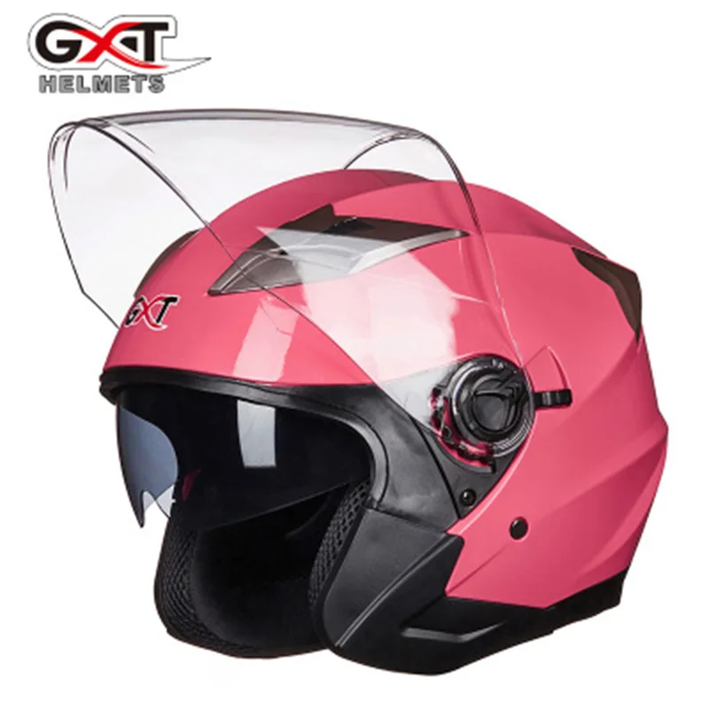 Летний Новый GXT двойной объектив мотоциклетные шлемы Половина лица ABS