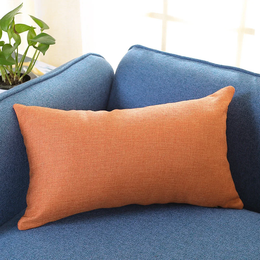 Многоцветная прямоугольная Подушка для домашнего дивана, чехол для подушки прямоугольной формы, Шелковый чехол для подушки, чехол для подушки - Цвет: Оранжевый
