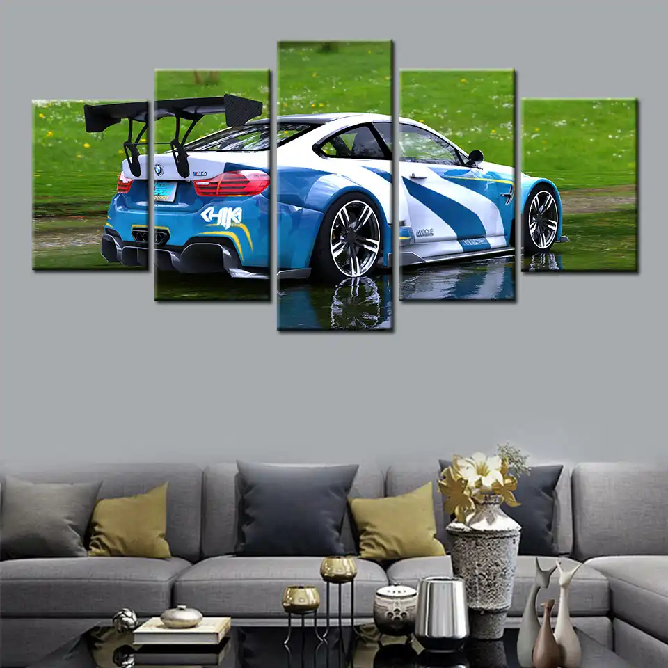 5 Piezas Hd Lienzo Pintura Bmw Pintura De Coches Casa Lienzo Arte