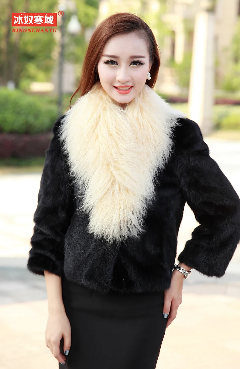 Зимняя мода, теплый коричневый шерстяной шейный шарф в Корейском стиле из натурального меха, воротник для волос