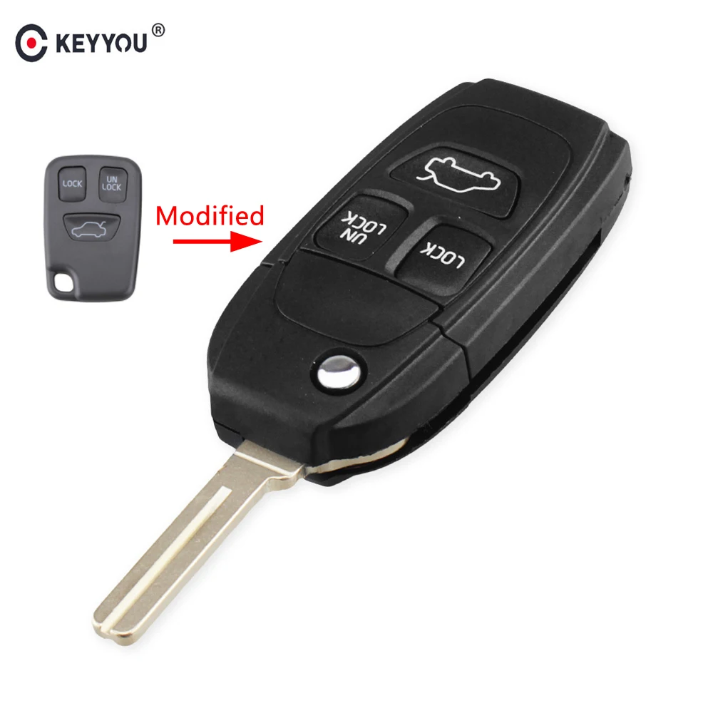 

KEYYOU New Replacement 5 Buttons Remote Flip Folding Key Shell For VOLVO S70 V70 C70 S40 V40 98-05 3 Buttons Car key Fob case
