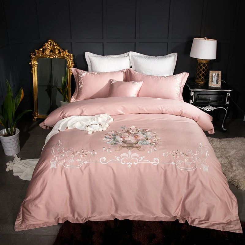 4 7pcs 100 Egyptian Cotton Modern Pink White Purple Bedding Set 4 7pcs 100 Egyptian Cotton Modern Pink White Purple Bedding Set Embroidery Queen King Size Duvet Cover Bed Sheet Pillowcase In Sets From Home