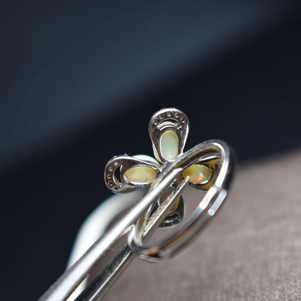On sale Fine Jewelry Real 925 Steling Silver s925 100% Natural opal Gemstone Female Australia Opal Gemstones Ring Christmas Gift