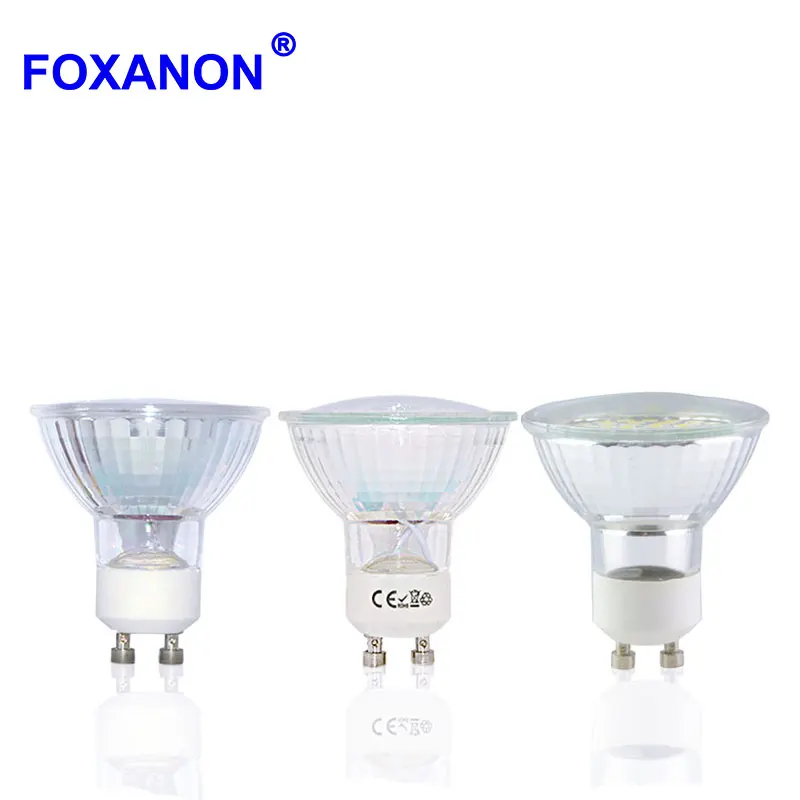 Foxanon gu10 led spotlight 220 В 3 Вт 5 Вт 2835 огни 8 18 44leds светодиодные Лампы для мотоциклов Стекло Средства ухода за кожей ГУ 10 пятно света лампада лампы