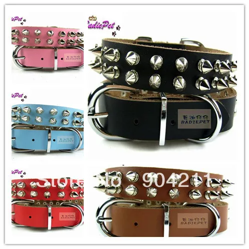 2015 on sale The dog collar large leather collar pet collar spike collar small dogs (leather ...