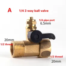 2 шт. мини впускную водопроводную 3-ходовой шаровой клапан для очистки воды 1/2 до 1/4 3/8 функция быстрого подключения шаровой клапан с помощью переключателя Фильтр Фитинги