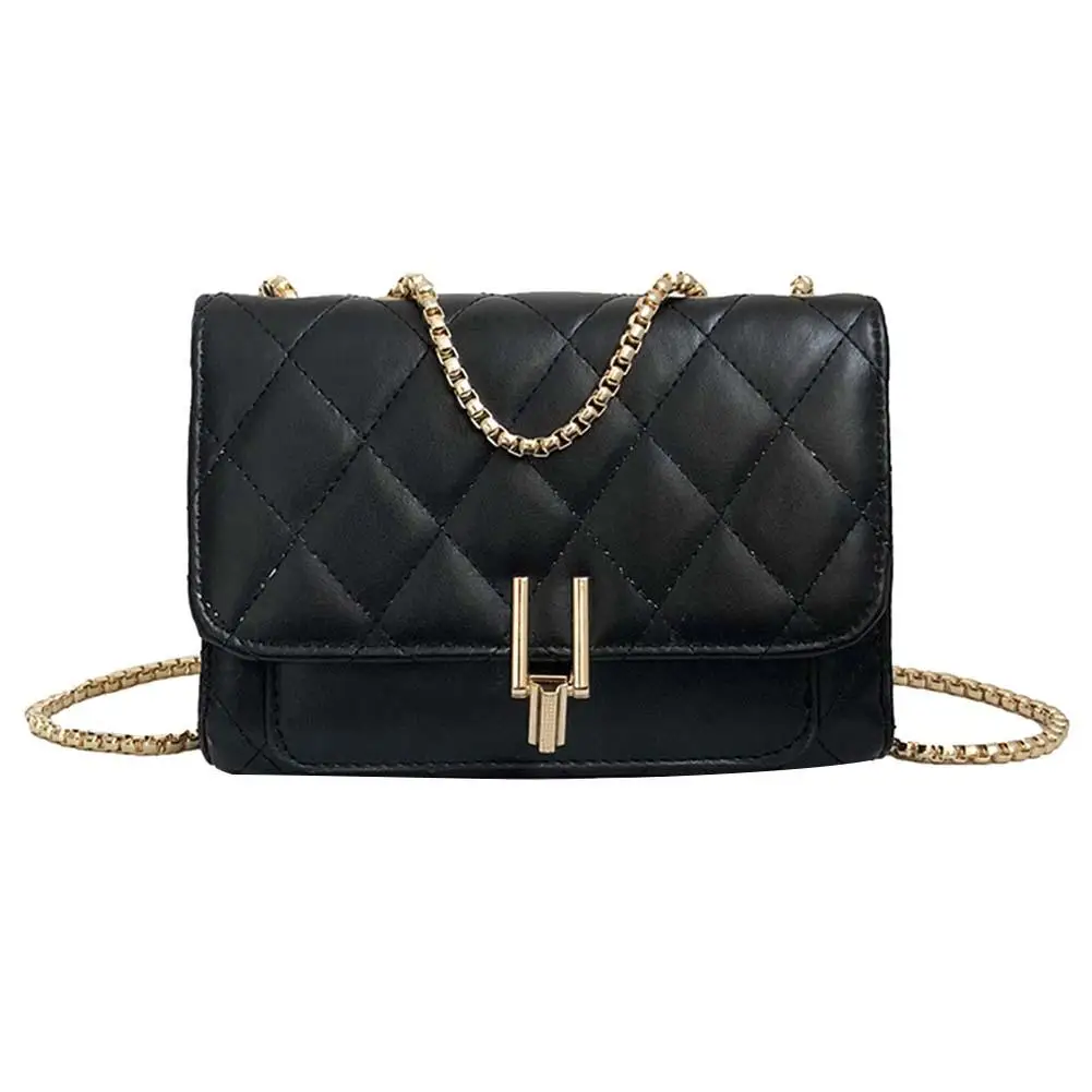 

New Fashion Women Rhombic Quilted Solid Color Faux Leather Crossbody Shoulder Bag