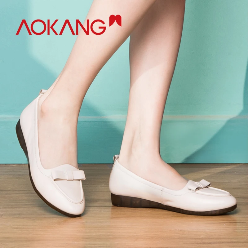 AOKANG/2019 г. Новое поступление сезон весна женская обувь на плоской подошве с