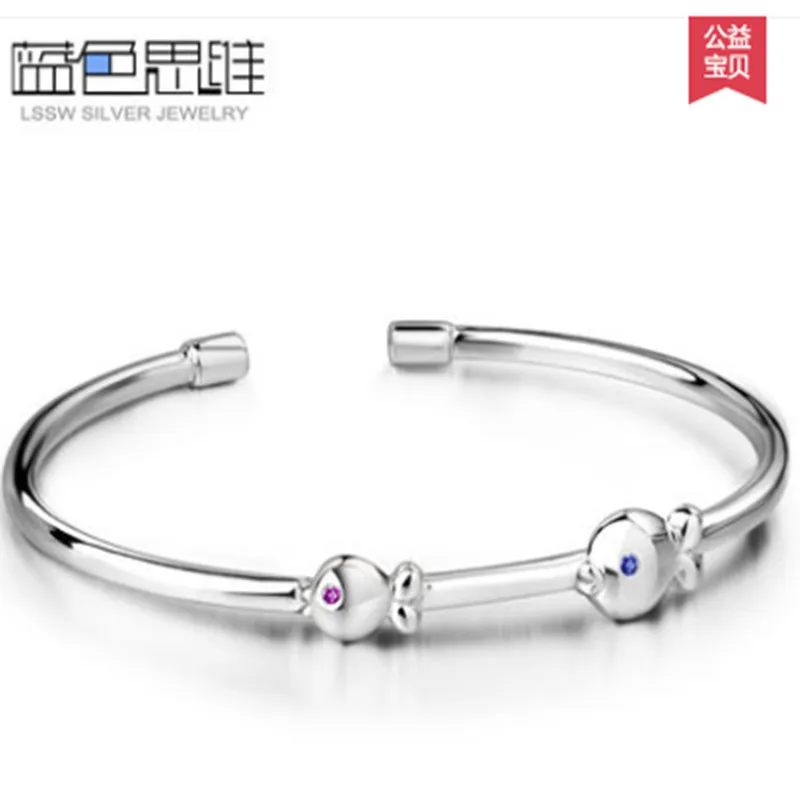 

Blue s925 kissing fish silver bracelet female fashion silver bracelet