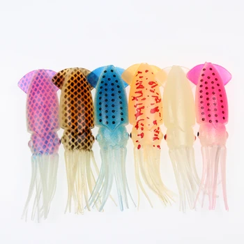 

10Packs=30PCS 5Color 5.3g 8cm soft squid jigs luminous fishing lure baits pesca inchiku parts Color: white lumo, blue lumo, pin