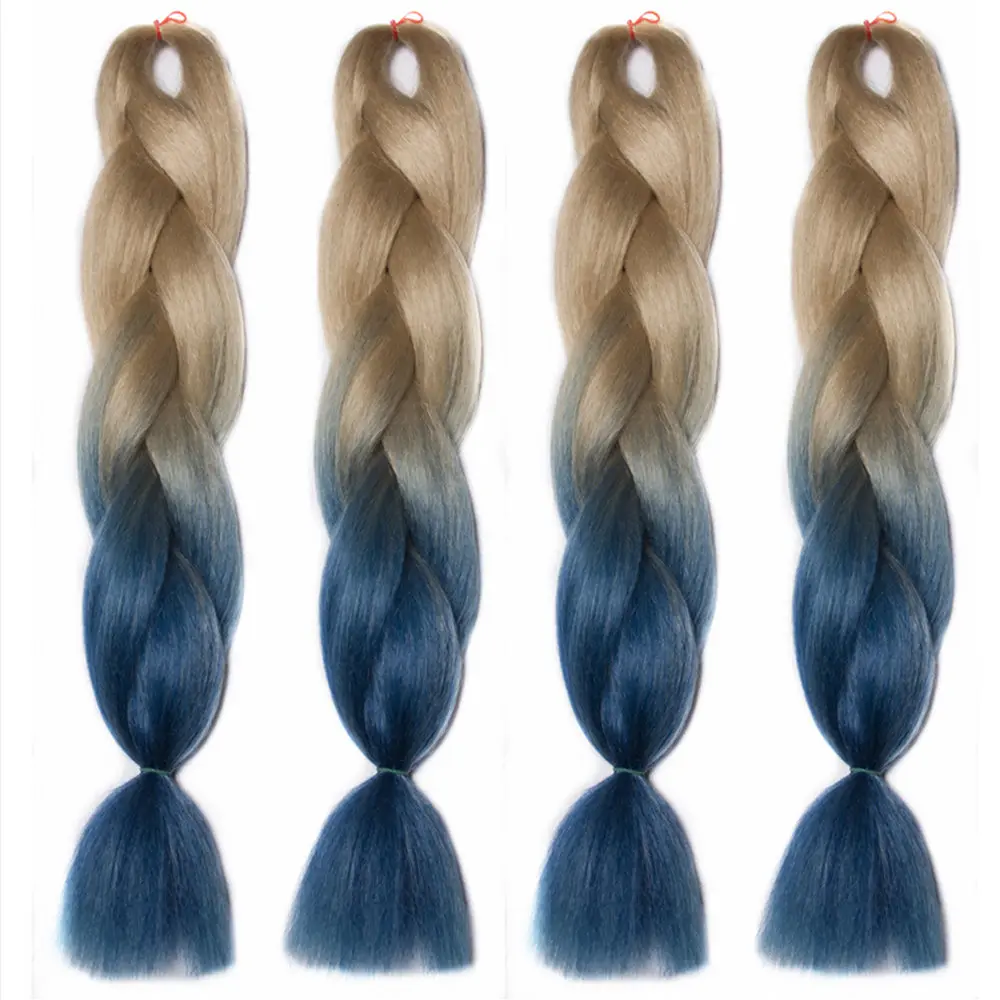Feilimei синтетический Омбре плетение волос японское волокно Джамбо косы серый блонд фиолетовый, синий, зеленый розовый крючком волосы